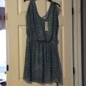 Gray and mint green belted dress